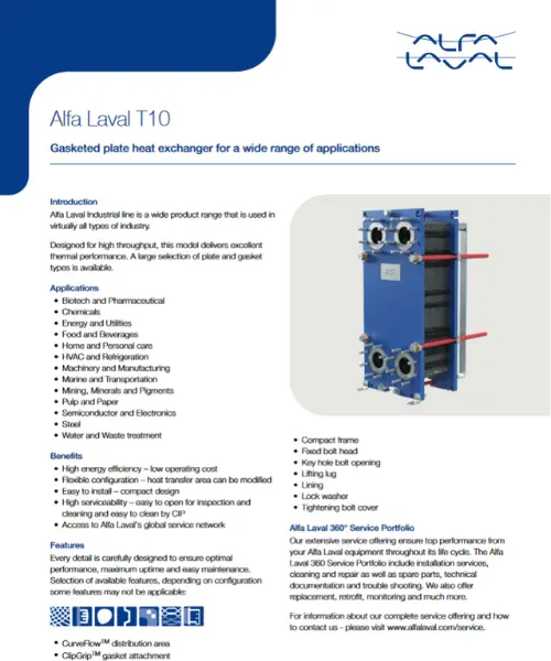 Intercambio de calor serie T10