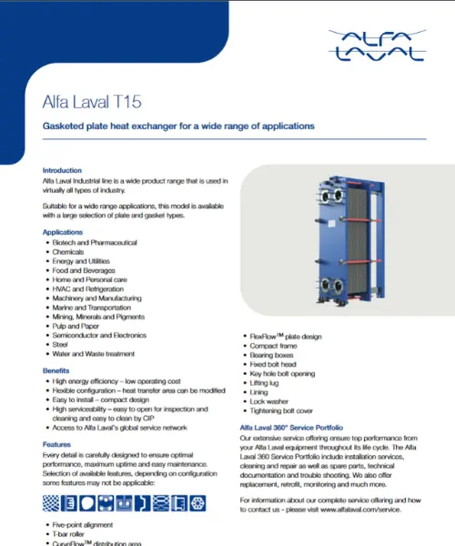 Intercambio de calor serie T15