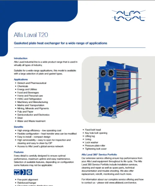 Intercambio de calor serie T20