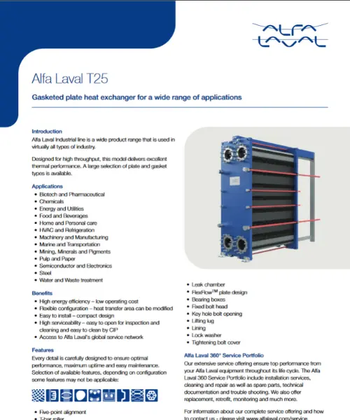 Intercambio de calor serie T25