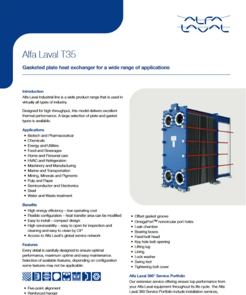 Intercambio de calor serie T35