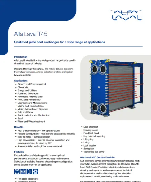 Intercambio de calor serie T45