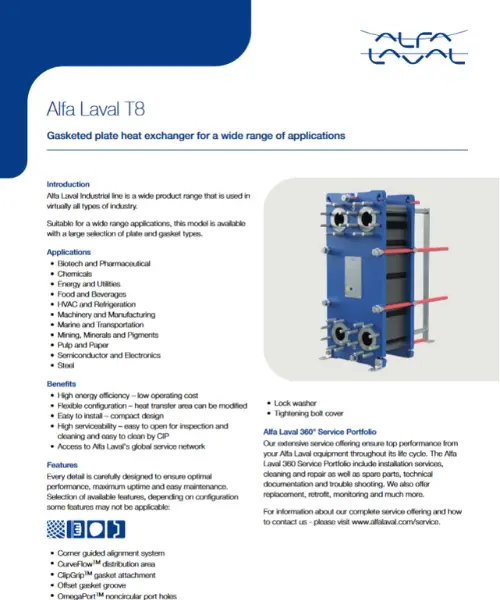 Intercambio de calor serie T8