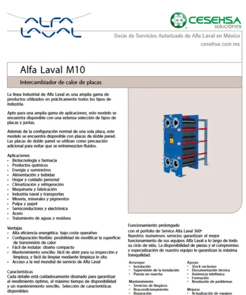 Intercambio de calor serie M10