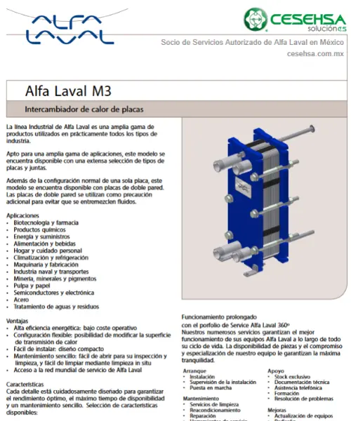 Intercambio de calor serie M3