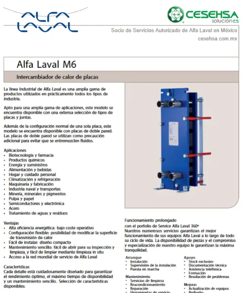 Intercambio de calor serie M6