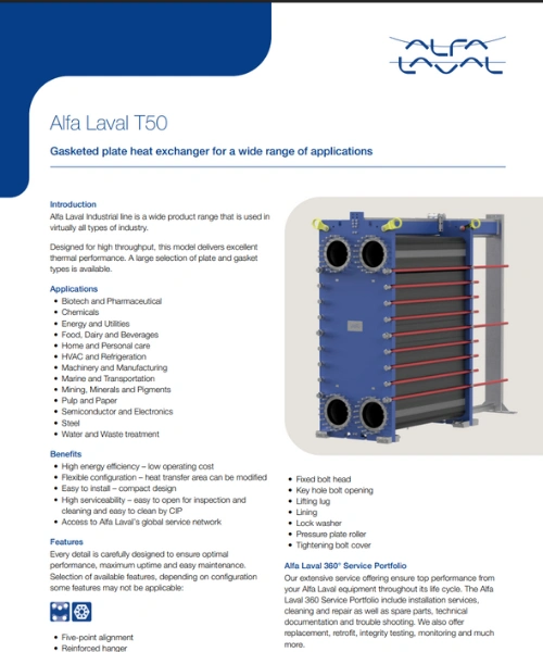 Intercambio de calor serie T50