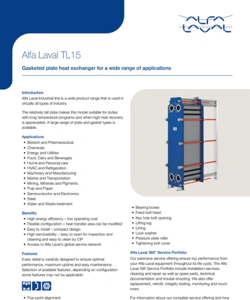 Intercambiador de calor serie TL15