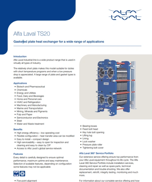 Intercambiador de calor serie TS20